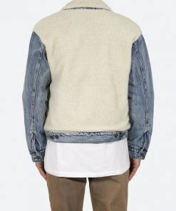 Mnml Sherpa Body Trucker Jacket - Blue/White Outerwear