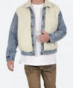 Mnml Sherpa Body Trucker Jacket - Blue/White Outerwear
