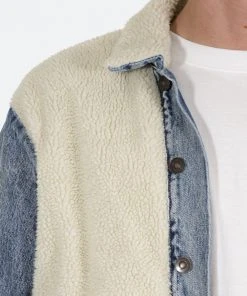 Mnml Sherpa Body Trucker Jacket - Blue/White Outerwear