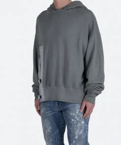 Mnml Single Zip Patched Hoodie - Grey Outerwear