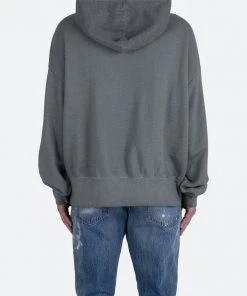Mnml Single Zip Patched Hoodie - Grey Outerwear