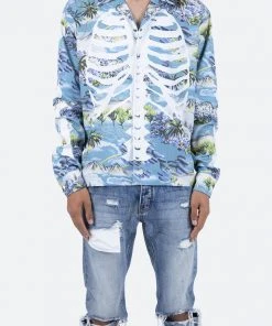 Mnml Tops Skeleton Tropical Shirt - Blue