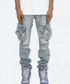 Mnml Bottoms Snap Denim Cargo Pants - Vintage Blue