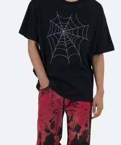 Mnml Spider Web Tee - Black Tops