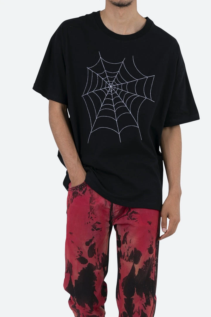 Mnml Spider Web Tee - Black Tops