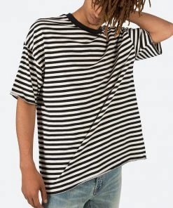 Mnml Striped Drop Tee - Black/White