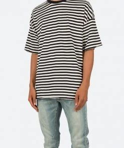 Mnml Striped Drop Tee - Black/White
