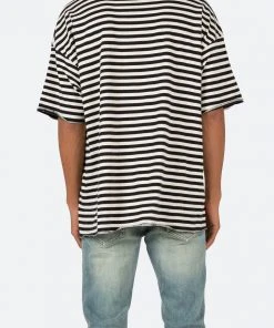 Mnml Striped Drop Tee - Black/White