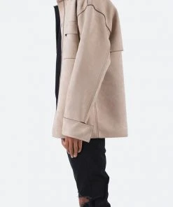 Mnml Suede Work Shirt - Tan Tops