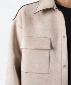 Mnml Suede Work Shirt - Tan Tops