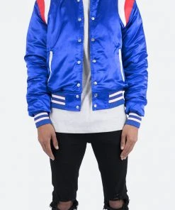 Mnml Teddy Bomber Jacket - Blue/Red Outerwear