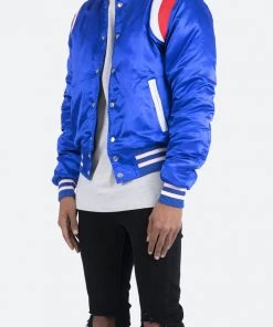 Mnml Teddy Bomber Jacket - Blue/Red Outerwear