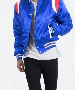 Mnml Teddy Bomber Jacket - Blue/Red Outerwear