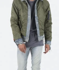 Mnml Trucker Bomber Jacket - Olive