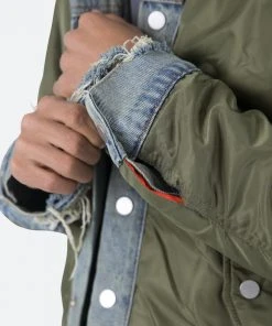 Mnml Trucker Bomber Jacket - Olive