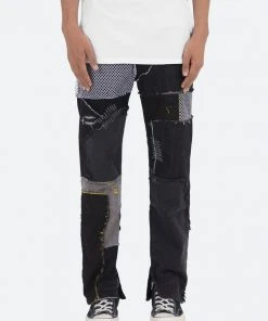 Mnml V124 Patchwork Baggy Denim - Black