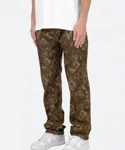 Mnml V129 Pattern Baggy Denim - Brown