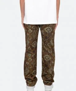 Mnml V129 Pattern Baggy Denim - Brown