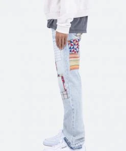 Mnml V291 Patchwork Baggy Denim - Light Blue