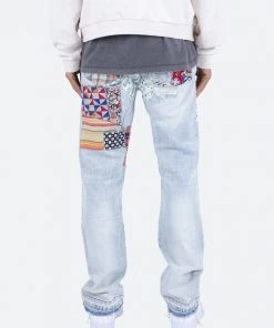 Mnml V291 Patchwork Baggy Denim - Light Blue