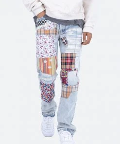 Mnml V291 Patchwork Baggy Denim - Light Blue