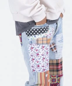 Mnml V291 Patchwork Baggy Denim - Light Blue