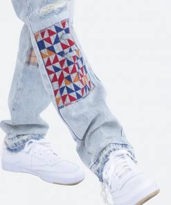 Mnml V291 Patchwork Baggy Denim - Light Blue