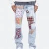 Mnml V291 Patchwork Baggy Denim - Light Blue