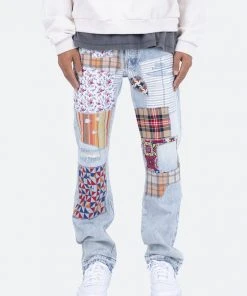 Mnml V291 Patchwork Baggy Denim - Light Blue