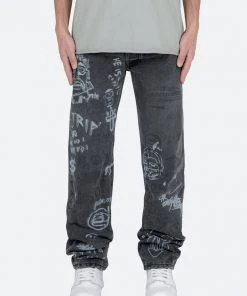 Mnml V Baggy Denim V443 Terry Grave Baggy Denim - Black