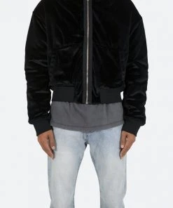 Mnml Velour Bomber Jacket - Black