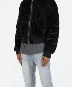 Mnml Velour Bomber Jacket - Black