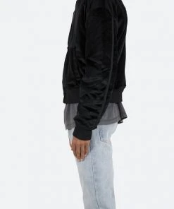 Mnml Velour Bomber Jacket - Black