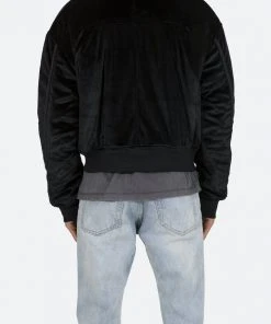 Mnml Velour Bomber Jacket - Black