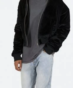 Mnml Velour Bomber Jacket - Black
