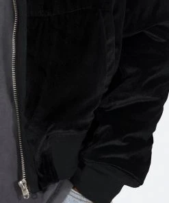 Mnml Velour Bomber Jacket - Black