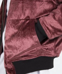 Mnml Velour Bomber Jacket - Burgundy Outerwear