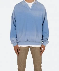 Mnml Vintage Henley Crewneck - Light Blue Outerwear