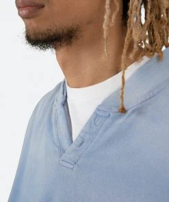 Mnml Vintage Henley Crewneck - Light Blue Outerwear