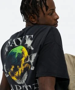 Mnml Tops Vintage Save Earth Tee - Black