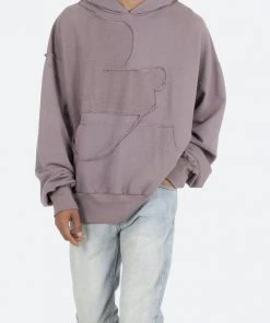 Mnml Washed Paneled Hoodie - Purple