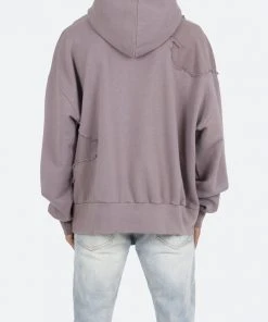 Mnml Washed Paneled Hoodie - Purple