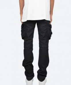 Mnml D Relaxed Denim Waxed Denim Cargo Pants - Black