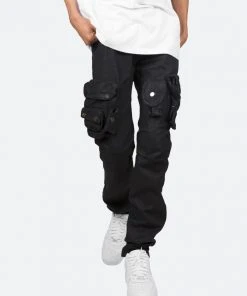 Mnml D Relaxed Denim Waxed Denim Cargo Pants - Black