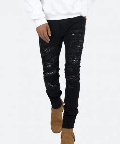 Mnml X165 Paisley Skinny Denim - Black/Black