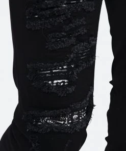 Mnml X165 Paisley Skinny Denim - Black/Black