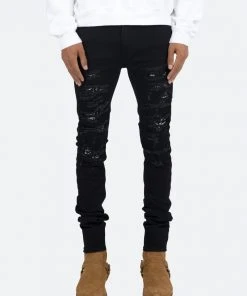 Mnml X165 Paisley Skinny Denim - Black/Black