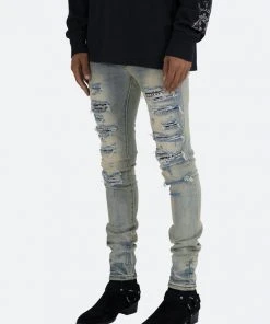 Mnml X165 Paisley Skinny Denim - Blue/Black