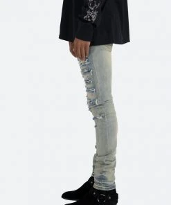 Mnml X165 Paisley Skinny Denim - Blue/Black