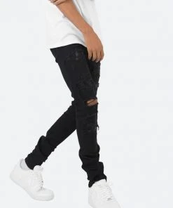 Mnml X201 Rhinestone Skinny Denim - Black